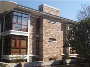 China Culture Stone Slate Yellow Wall Stone Panels
