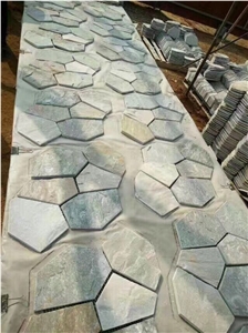 China Random Flagstone Tiles for Floor and Wall,Slate on Mesh