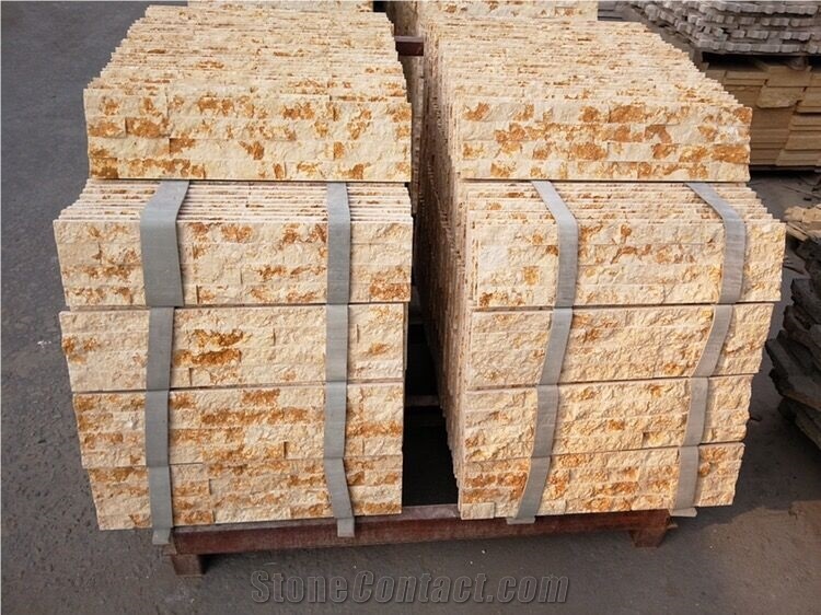 Egyptian Yellow Cultured Stone Wall Panels Feature Wall