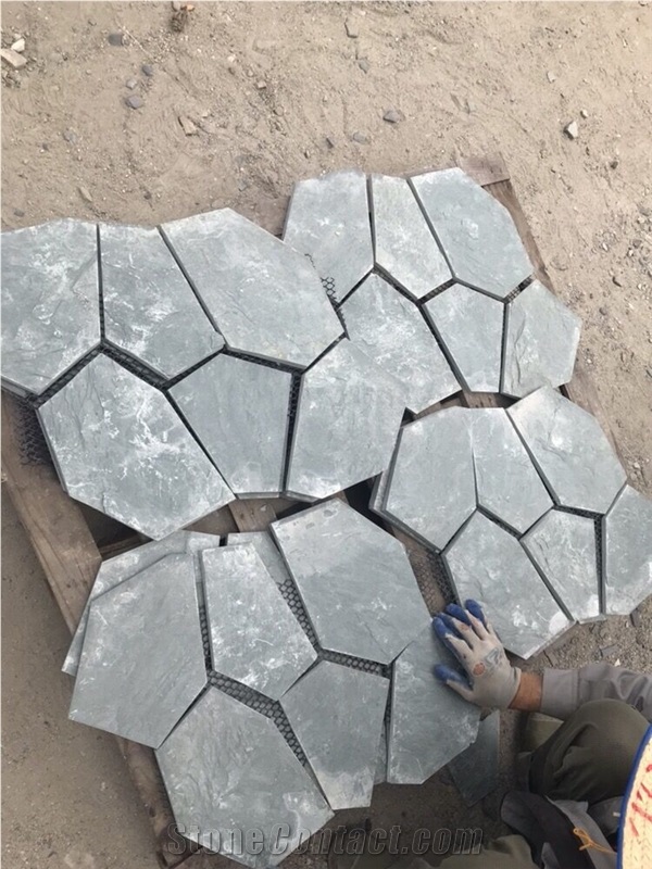 Green Random Flagstone Tiles,Meshed Flagstone for Flooring ,Wall