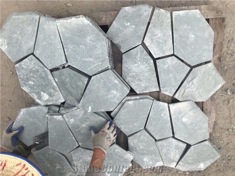 Green Random Flagstone Tiles,Meshed Flagstone for Flooring ,Wall