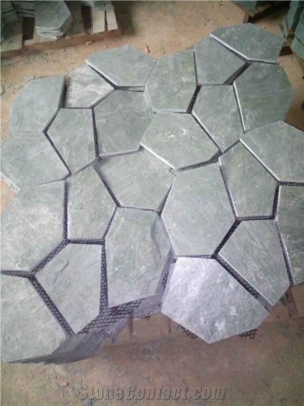 Green Random Flagstone Tiles,Meshed Flagstone for Flooring ,Wall