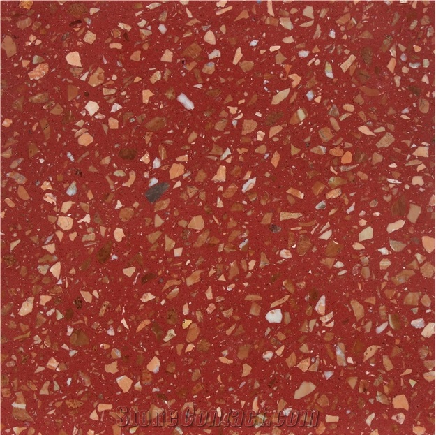 Red Terrazzo Tiles, Artificial Stone, Tt006m