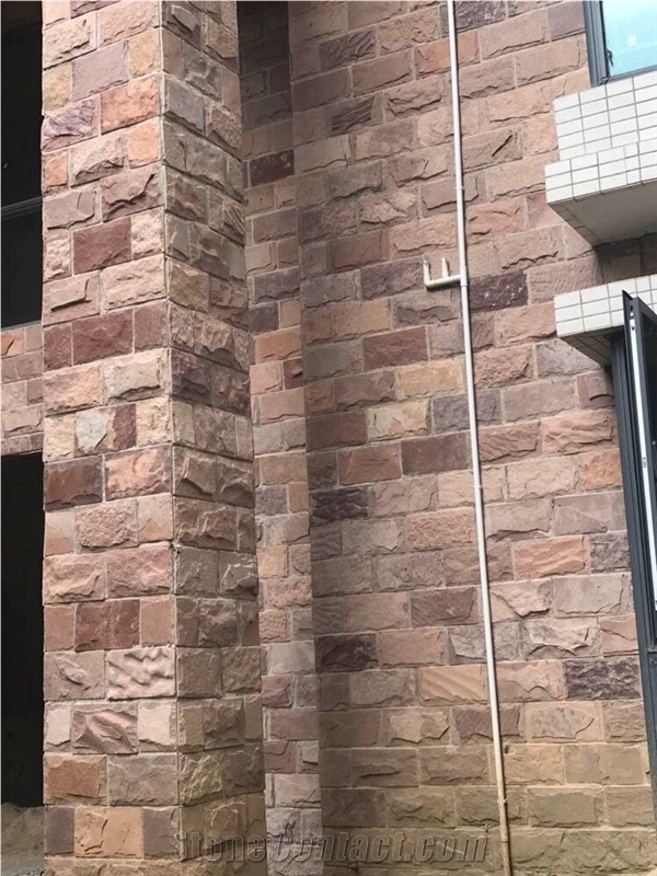 Sorgho Red Sandstone Cultured Stone Wall Tile Wall Panels/Cladding