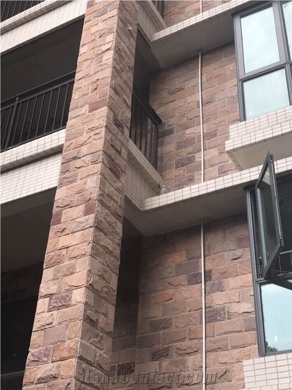Sorgho Red Sandstone Cultured Stone Wall Tile Wall Panels/Cladding