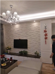 White Marble Cultured Stone Ledge Stone Wall Panels Feature Wall