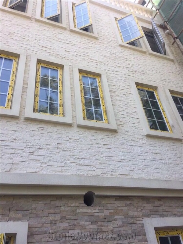 White Marble Cultured Stone Ledge Stone Wall Panels Feature Wall