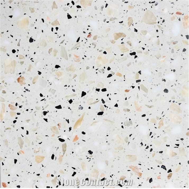 White Terrazzo Tiles, Artificial Stone Tiles, Tt005n
