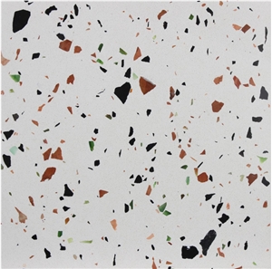 White Terrazzo Tiles with Glass Particle, Artificial Stone, Tt002m White Terrazzo Tiles with Glass Particle, Artificial Stone, Tt002m