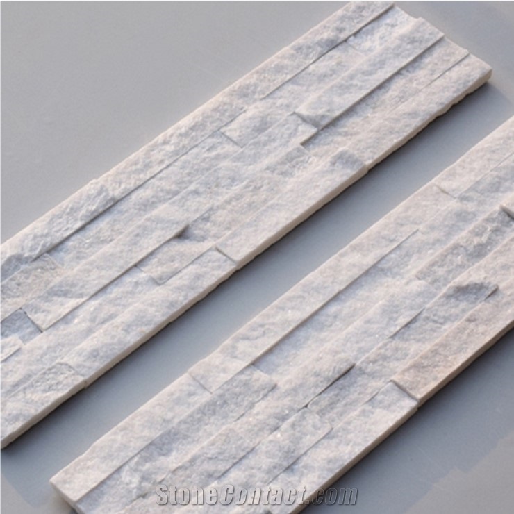 Pure White Quartzite Culture Stone Ledge For Wall Cladding