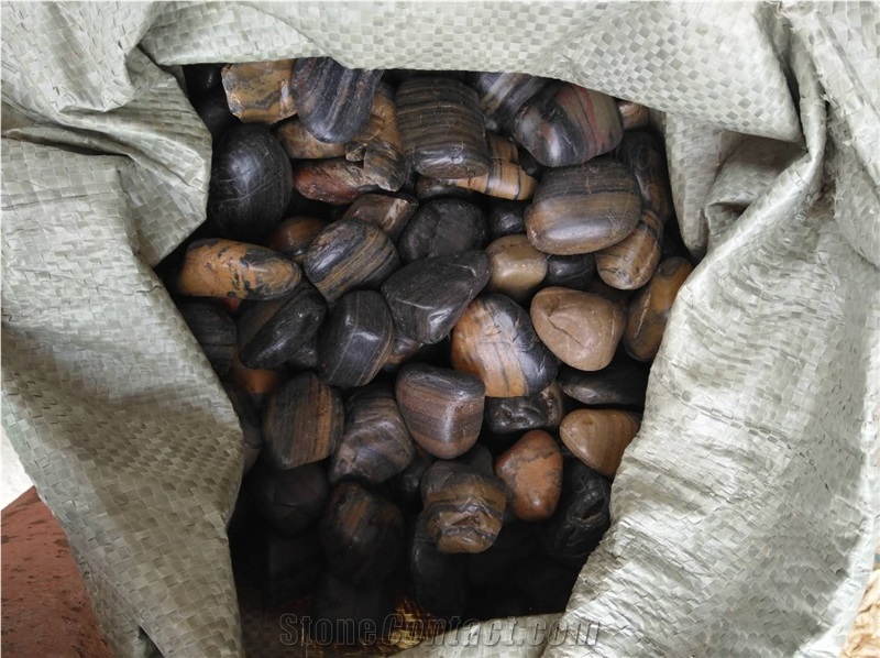 Natural River Stone Tiger Skin Stripe Pebble Stone