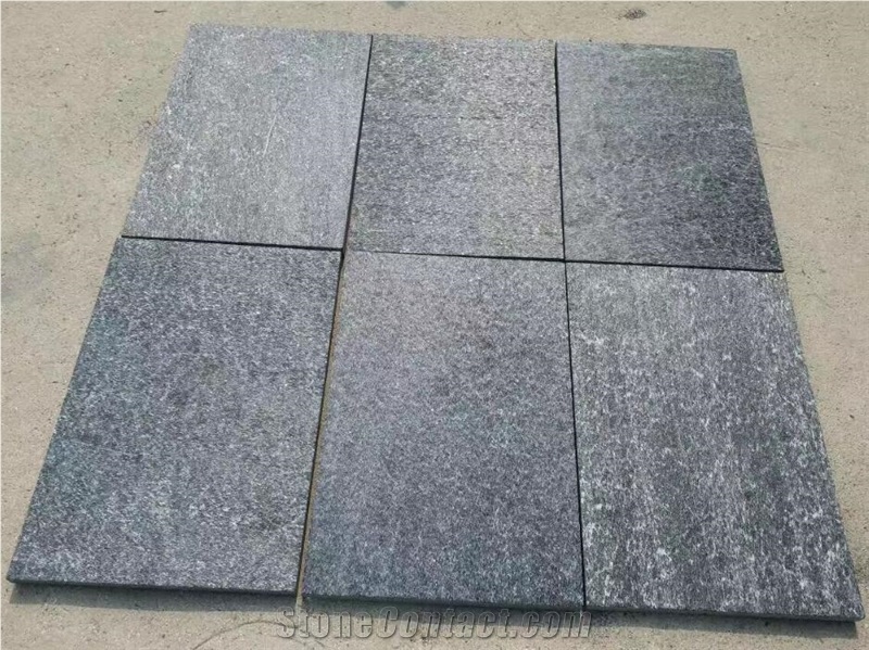 Natural Black Home Decorations Quartzite Flamed Tiles