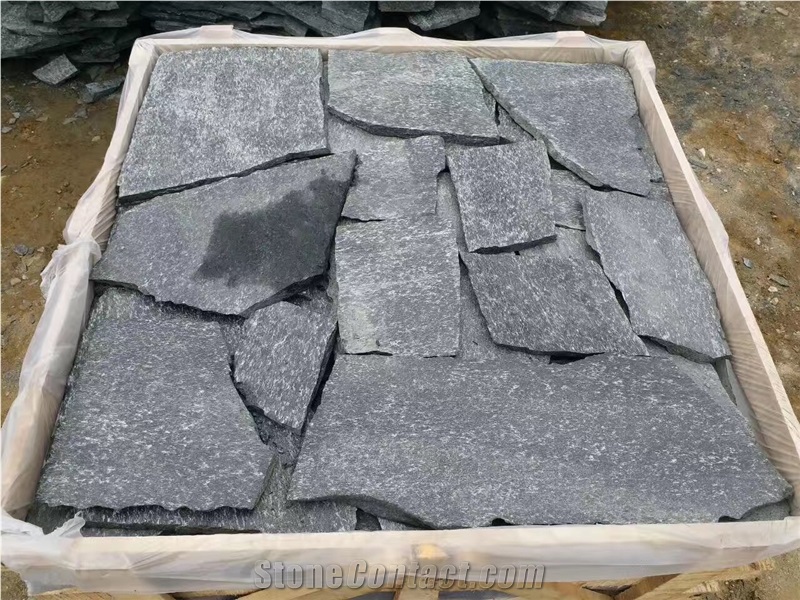 Natural Black Home Decorations Quartzite Flamed Tiles