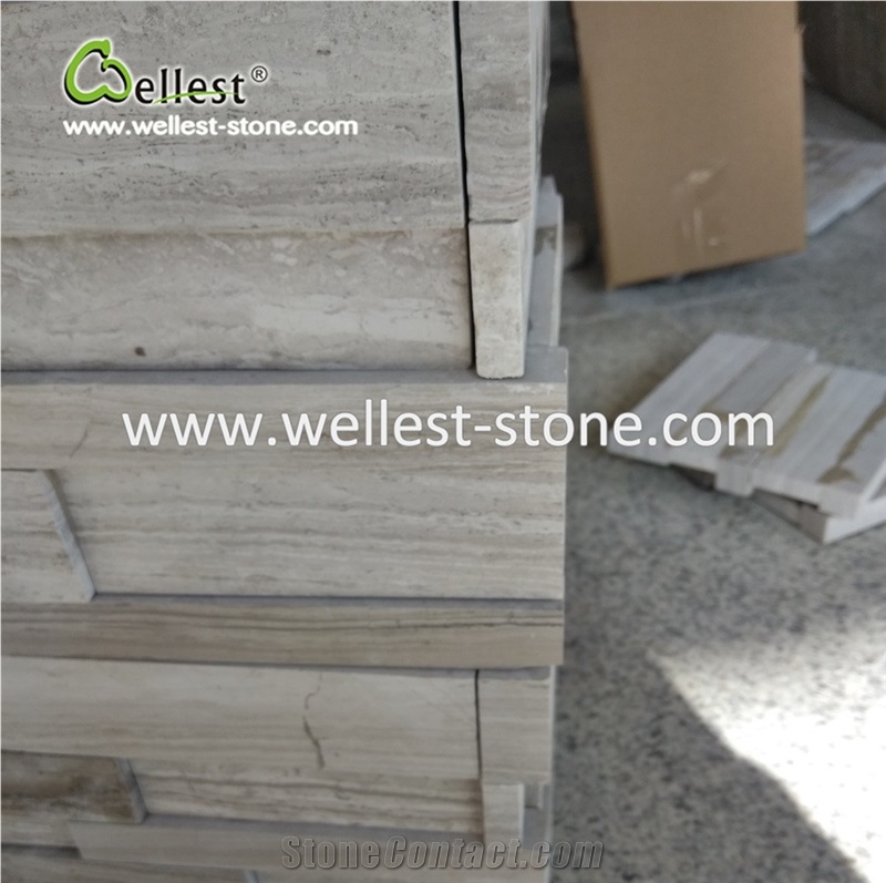 White Wood Marble Retaining Wall Corner Stone for Fearure Wall