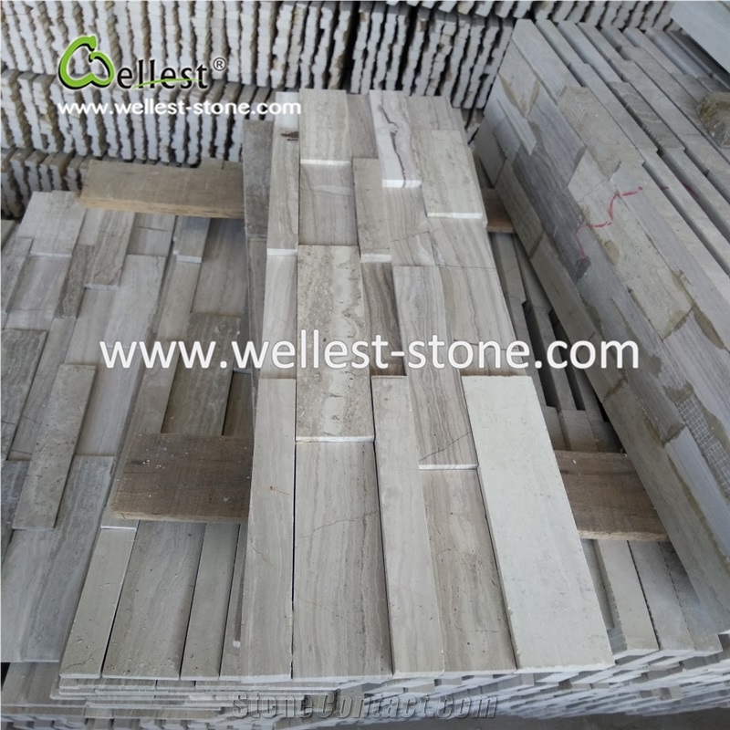 White Wood Marble Retaining Wall Corner Stone for Fearure Wall