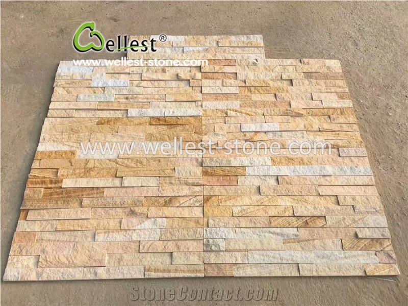 Yellow Wood Grain Sandstone Ledgestone/Fieldstone/Culture Stone Veneer
