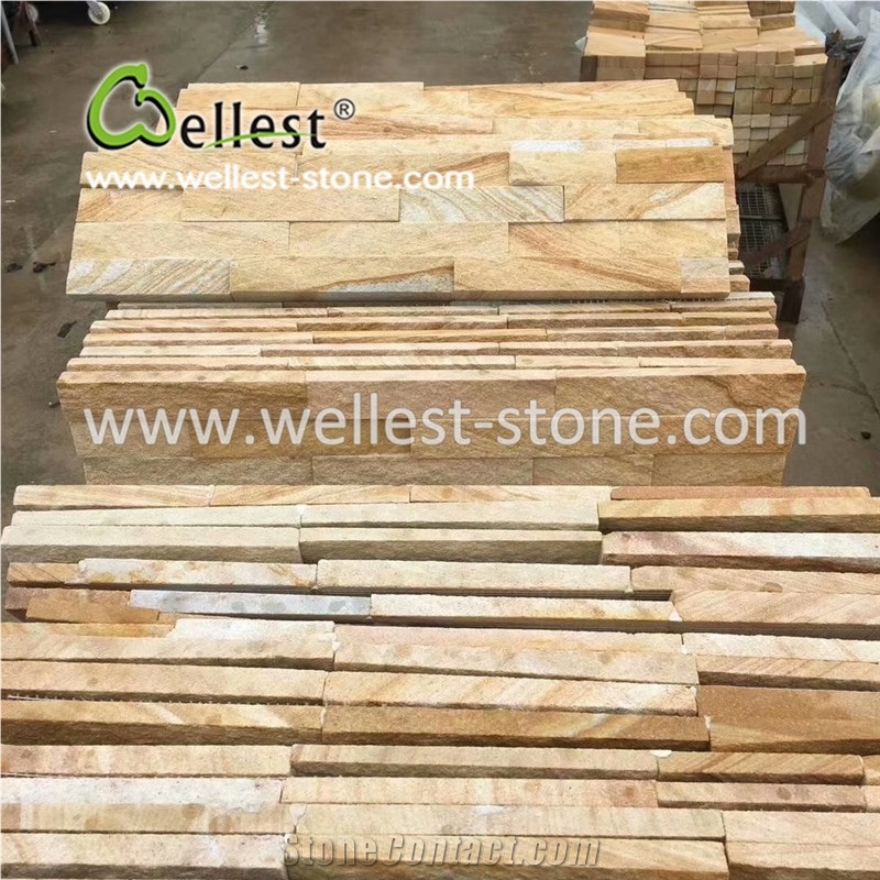 Yellow Wood Grain Sandstone Ledgestone/Fieldstone/Culture Stone Veneer