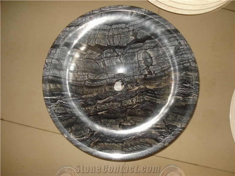 Black Serpeggainte Marble Bathroom Kitchen Basins Rectangular Sinks