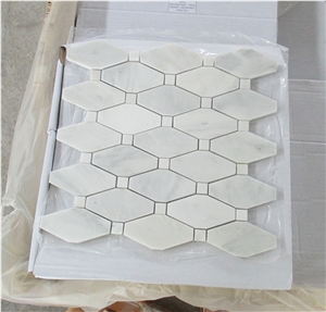 Chinese Oriental White Marble Hexagon Mosaic Tiles for Bathroom Wall