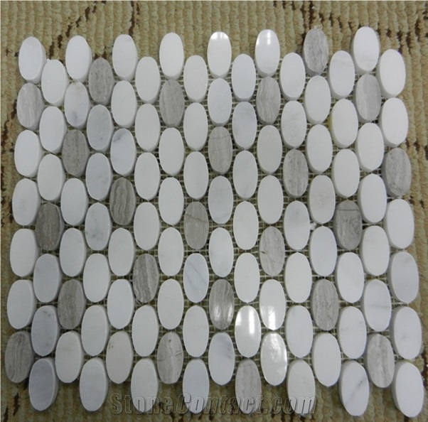 Chinese Oriental White Marble Hexagon Mosaic Tiles for Bathroom Wall