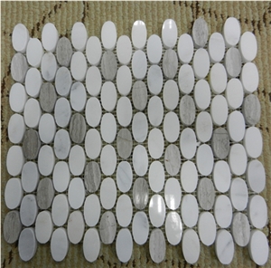 Chinese Oriental White Marble Hexagon Mosaic Tiles for Bathroom Wall