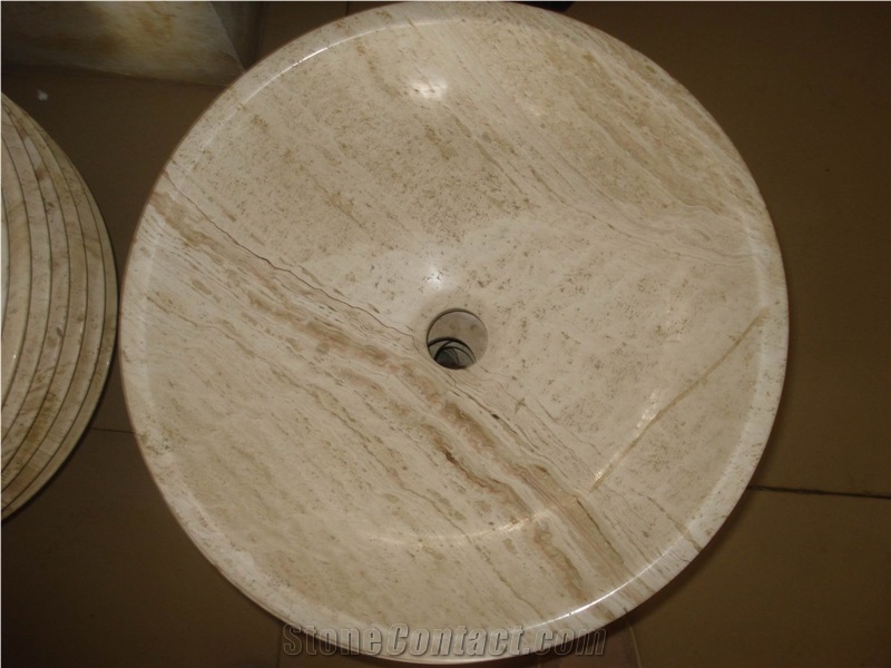 Ivory Travertine Wash Basins Bathroom & Kitchen Vessel Sinks