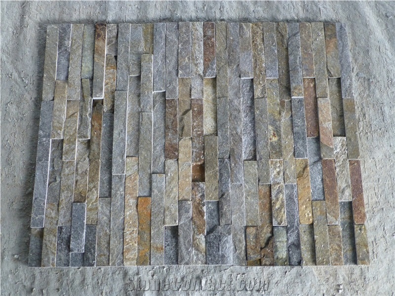 Rusty Slate Split Face Wall Cladding Stacked Cultured Stone Veneer