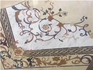 Hot Sale Beige Marble Inlay Flooring Design