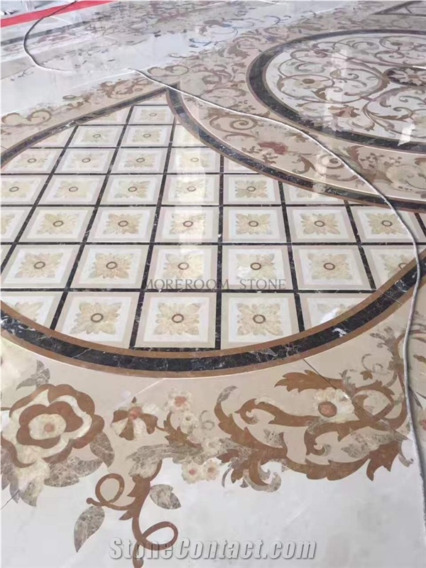 Hot Sale Beige Marble Inlay Flooring Design