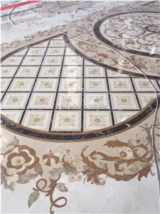 Hot Sale Beige Marble Inlay Flooring Design