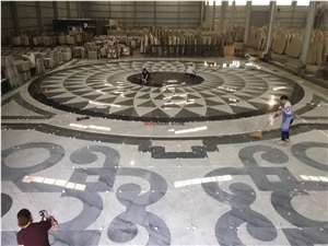 Lobby Flooring Marble Medallion Inlay Pattern