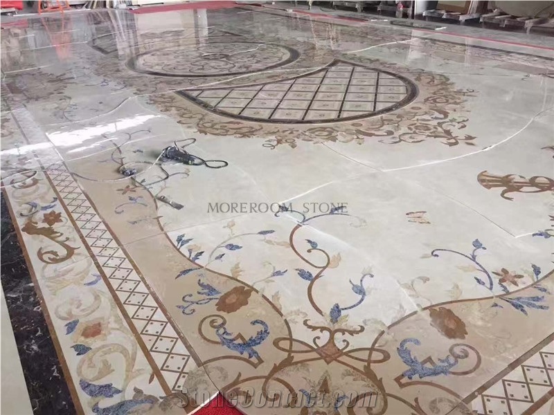 Lobby Flooring Marble Medallion Inlay Pattern