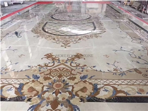 Lobby Flooring Marble Medallion Inlay Pattern