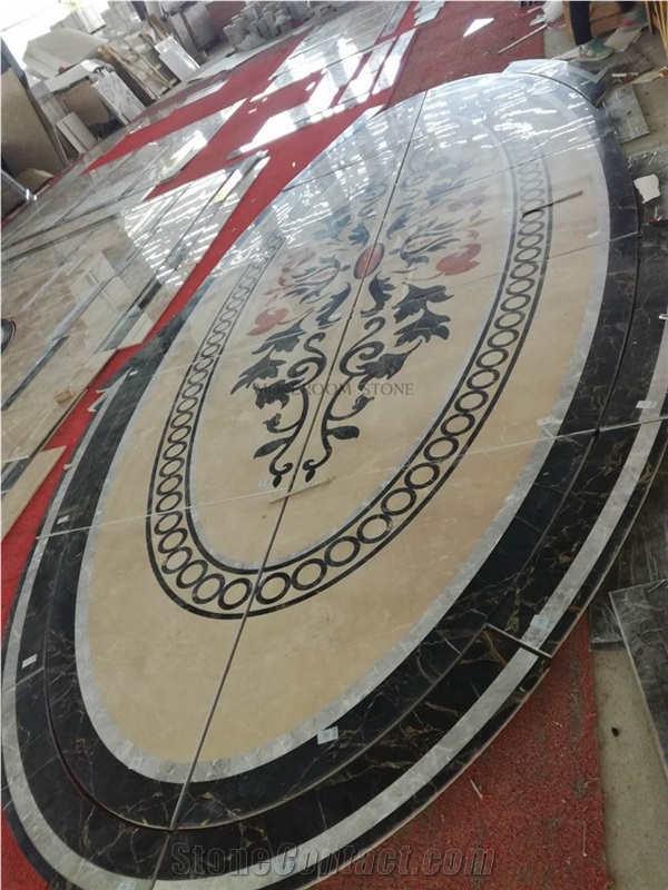 Moreroom Stone Custom Waterjet Oval Marble Floor Medallions
