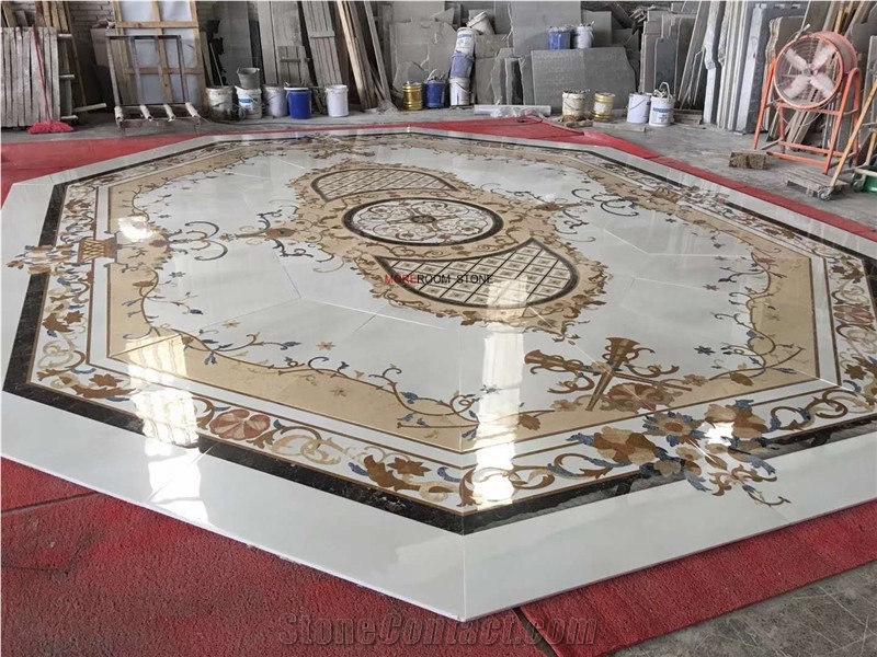 Moreroom Stone Custom Waterjet Oval Marble Floor Medallions