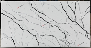Moreroom Stone Marble Look White Engineered Stone Slab for Countertop