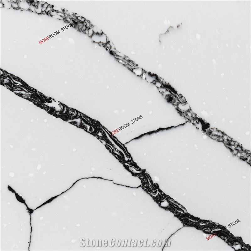 Moreroom Stone Marble Look White Engineered Stone Slab for Countertop