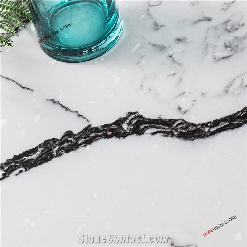 Moreroom Stone Marble Look White Engineered Stone Slab for Countertop