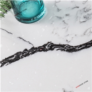 Moreroom Stone Marble Look White Engineered Stone Slab for Countertop