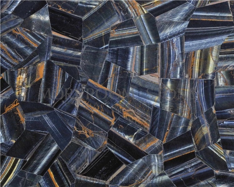 Semi Precious Gemstone Slab Blue Tiger Eye For Wall