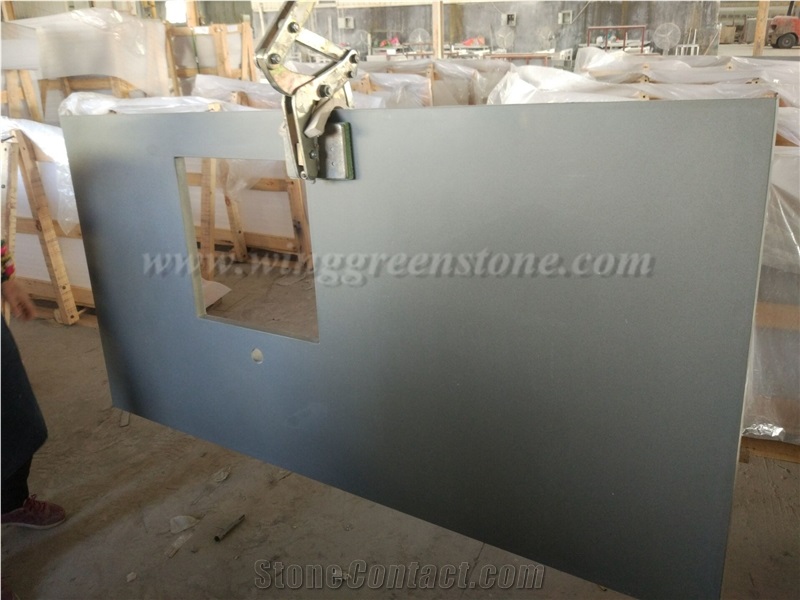 Chinese Grey Customized Quartz Countertop, Winggreen Manufacturer