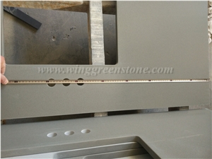Chinese Grey Customized Quartz Countertop, Winggreen Manufacturer