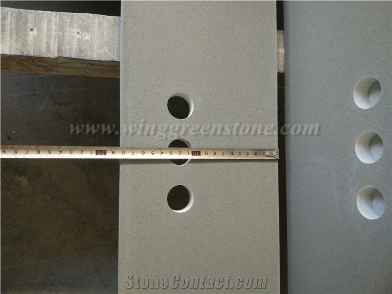Chinese Grey Customized Quartz Countertop, Winggreen Manufacturer
