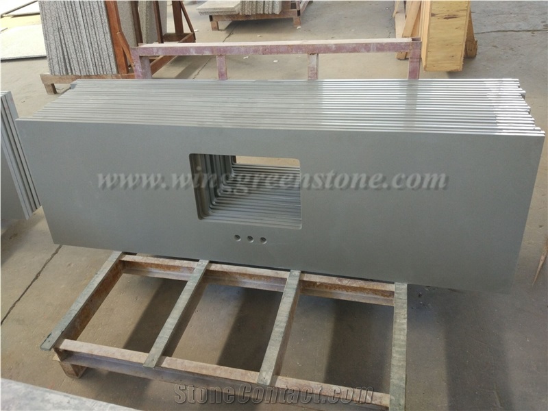 Chinese Grey Customized Quartz Countertop, Winggreen Manufacturer