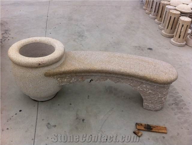 G603 G682 Granites Bench and Flower Pot (Flower Planter) Combination