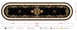 Oval Shape Waterjet Pattern Marble Inlay Pattern for Floor