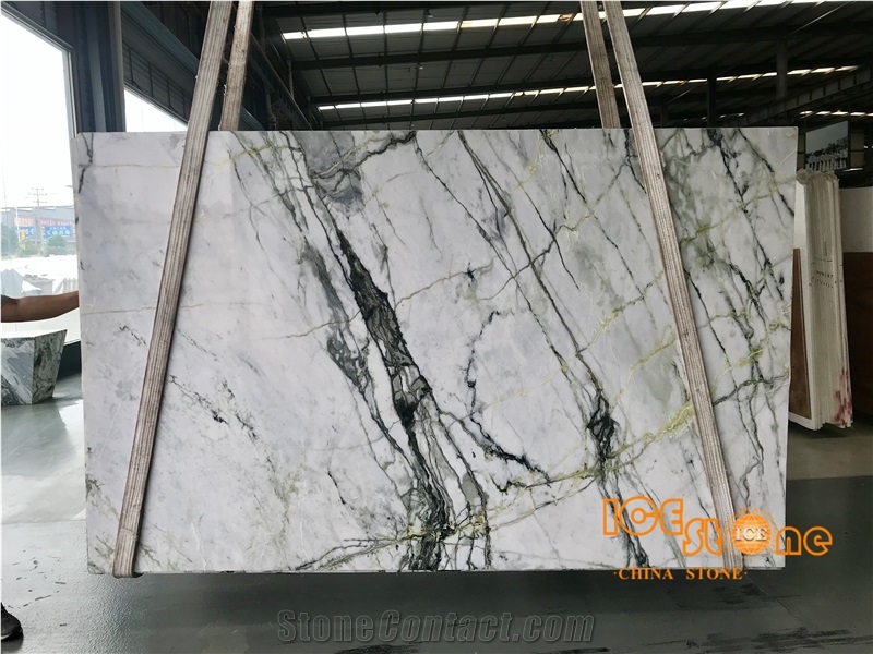 China Aurora Perola Green & White Lilac Emerland Marble Blocks
