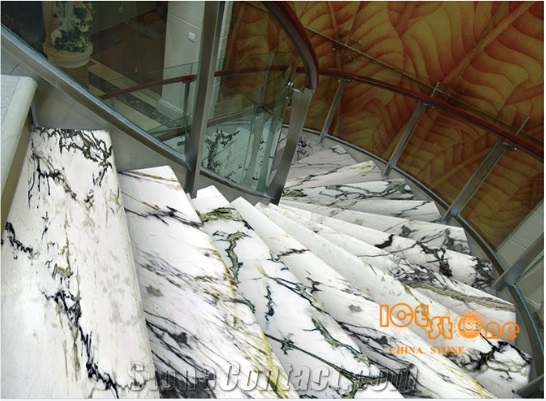 China Aurora Perola Green & White Lilac Emerland Marble Blocks