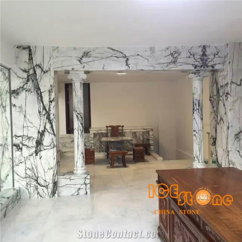 China Aurora Perola Green & White Lilac Emerland Marble Blocks