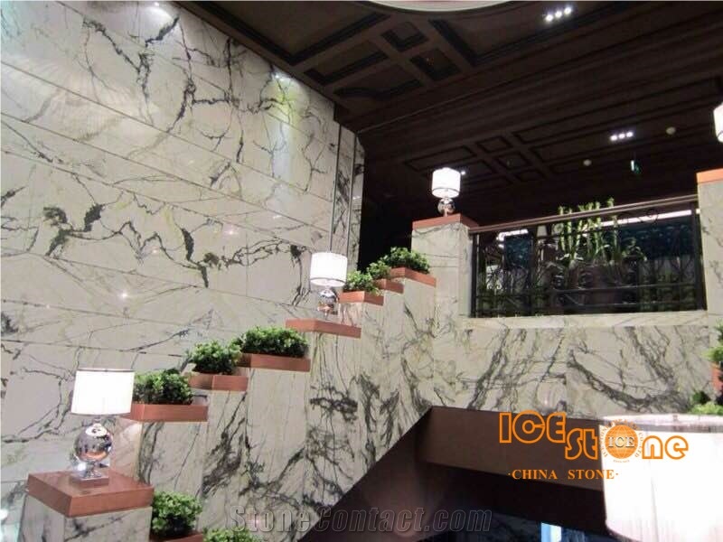 China Aurora Perola Green & White Lilac Emerland Marble Blocks